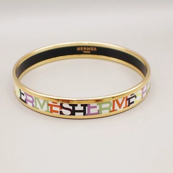 HERMES Email PM Bangle Bracelet Enamel GHW White Made in Austria +K 65RL341 - Picture 1 of 7